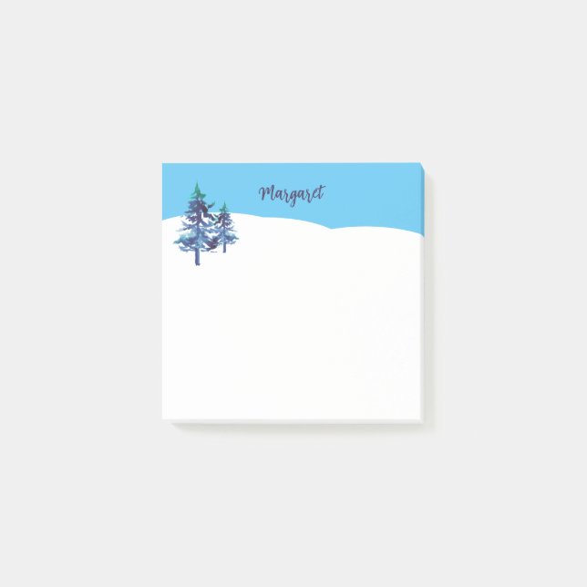 Post-it® Aquarelle illustrée à la main des pins d'hiver (Devant)
