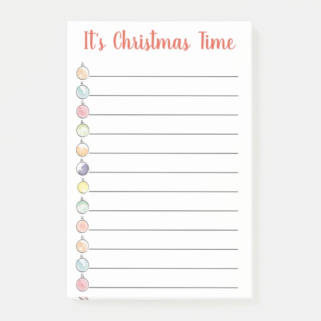Post-it® Aquarelle Liste des ornements de Noël à faire (Devant)