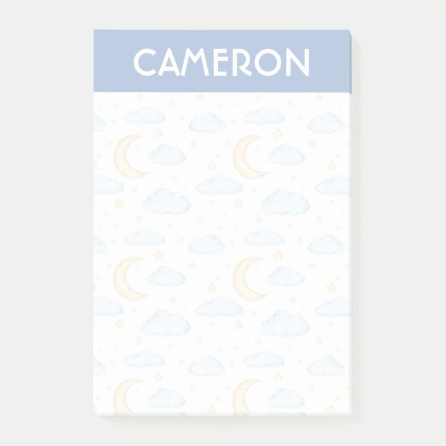 Post-it® Aquarelle Lune étoiles et nuages Motif (Devant)