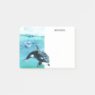 Post-it® Aquarelle marine Dolphin Orca Personnalisé