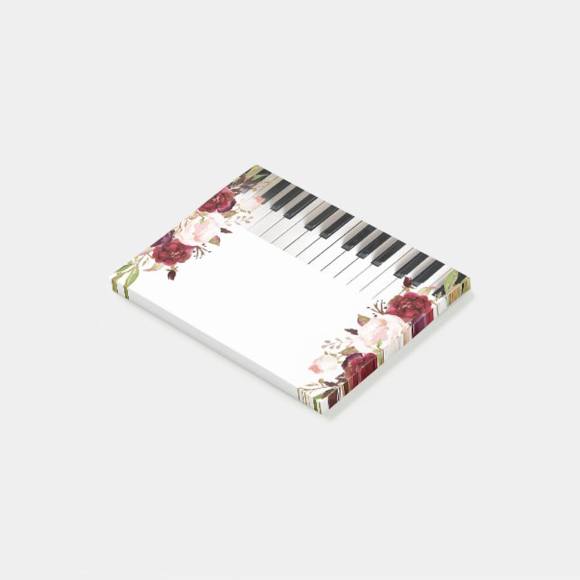 Post-it® aquarelle marsala fleurs piano (Incliné)