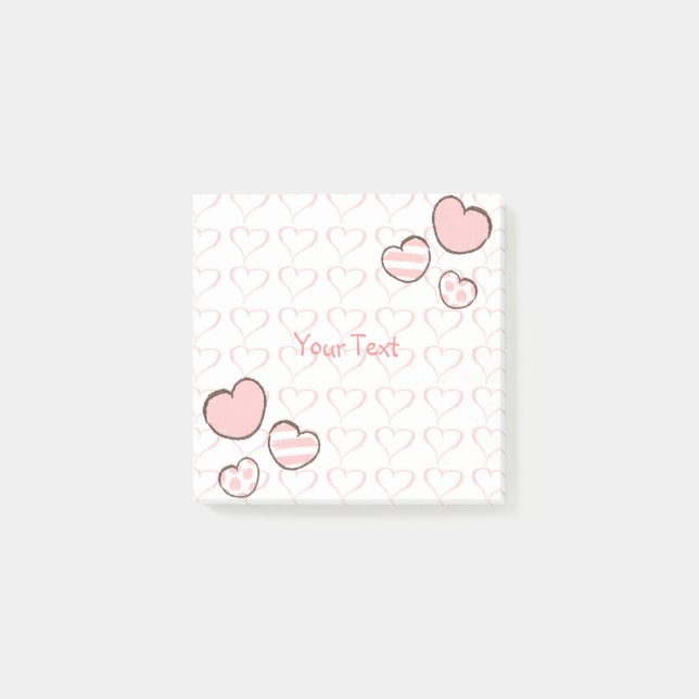Post-it® Aquarelle moderne Coeurs roses Personnalisés (Devant)