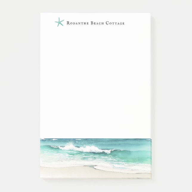 Post-it® Aquarelle Ocean vagues étoile de mer Bloc-notes (Devant)