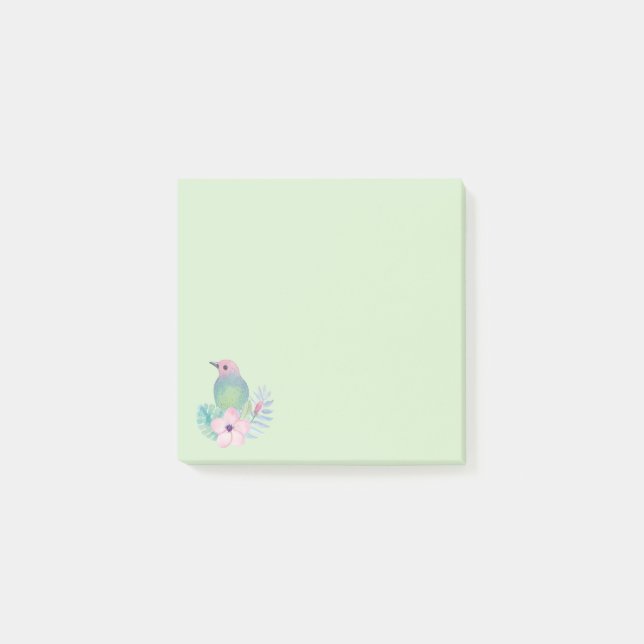 Post-it® Aquarelle Oiseau et fleurs (Devant)