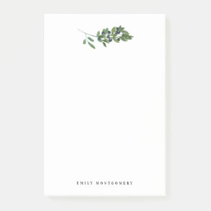 Post-it® Aquarelle Olive Branche Feuilles Monogramme person