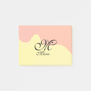 Post-it® Aquarelle orange jaune rétro ajouter votre monogra