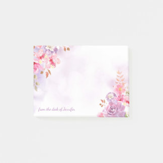 Post-it® Aquarelle pastel douce florale avec nom personnali