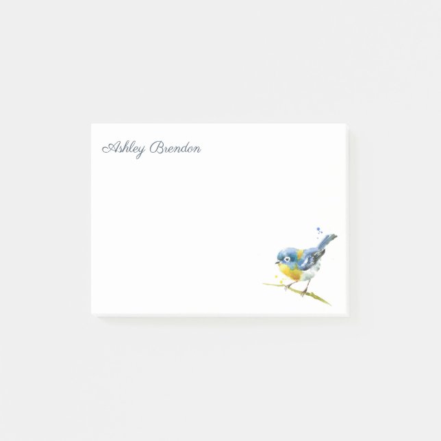 Post-it® Aquarelle personnalisée Bird Flat Note Set de 50 (Devant)