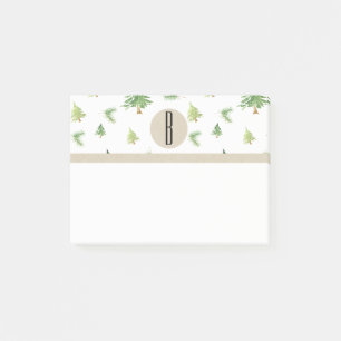 Post-it® Aquarelle Pine Arbres Kraft Rustique Monogramme Pe