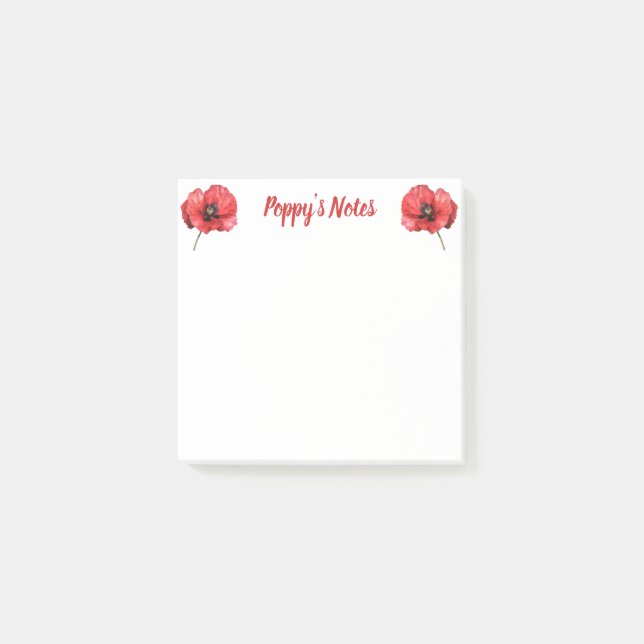 Post-it® Aquarelle Poppy Nom floral (Devant)