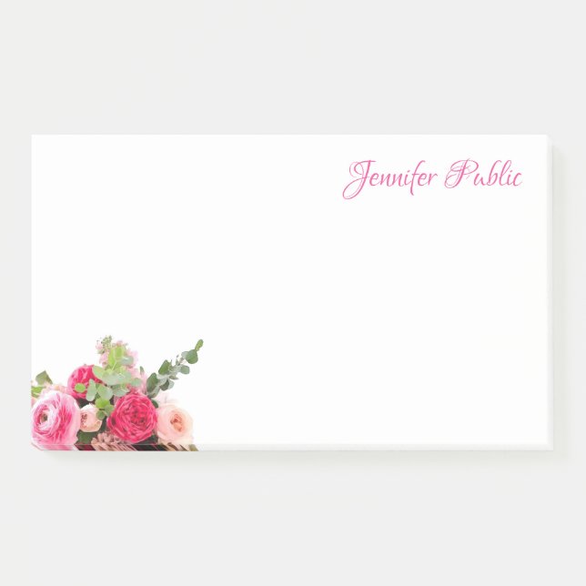 Post-it® Aquarelle populaire Floral Rose écriture manuscrit (Devant)
