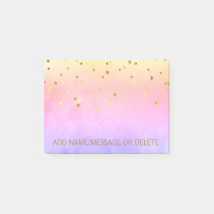 Post-it® Aquarelle Rainbow personnalisée Faux Gold Foil