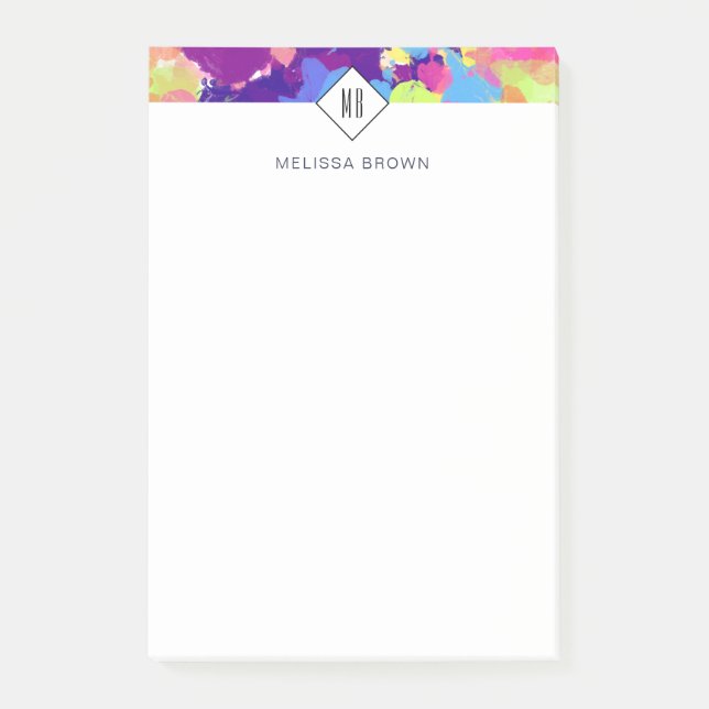 Post-it® Aquarelle rayures colorées Abstrait pourpre (Devant)