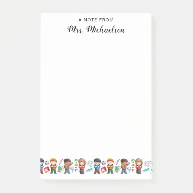 Post-it® Aquarelle Retour à l'école Étudiants Globe (Devant)