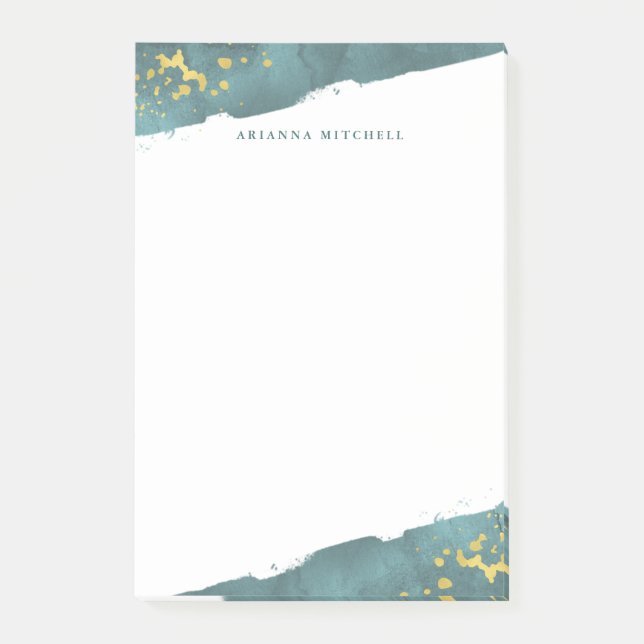 Post-it® Aquarelle Romance turquoise et or de | (Devant)