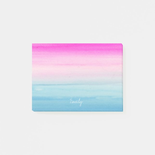 Post-it® Aquarelle rose et bleue d'Ombre personnalisée (Devant)