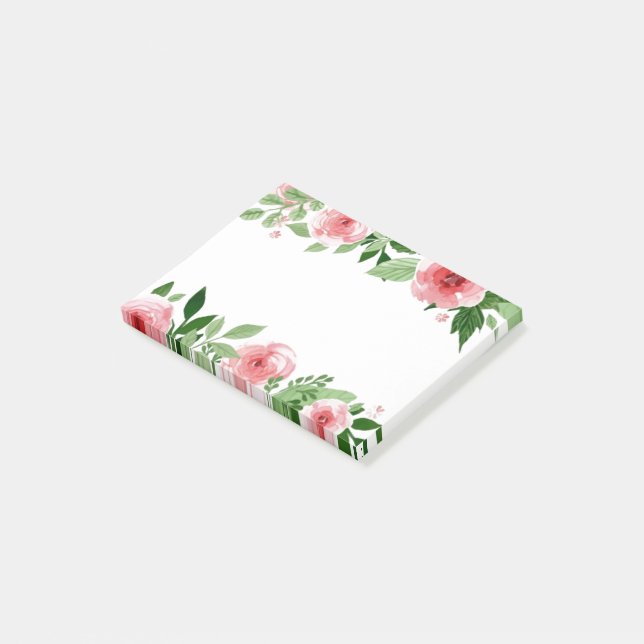Post-it® Aquarelle rose Fleurs Poster (Incliné)