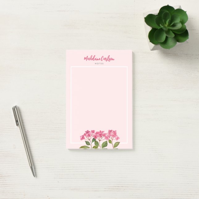 Post-it® Aquarelle rose Hydrangée Lacecaps Illustration (Bureau)