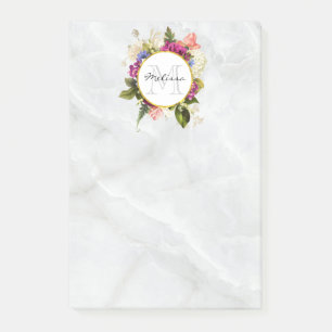 Post-it® Aquarelle rose moderne Bouquet floral Monogramme