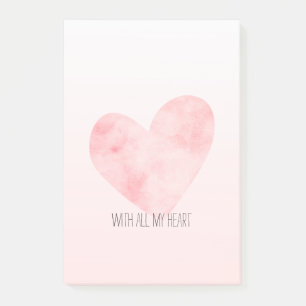 Post-it® Aquarelle rose pâle Coeur