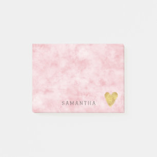 Post-it® Aquarelle rose pâle, couleur or Coeur