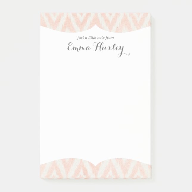 Post-it® Aquarelle rose pâle Ikat Impression géométrique Pe (Devant)