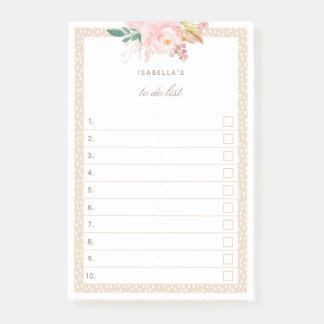 Post-it® Aquarelle rose pâle Peonées numérotées à faire