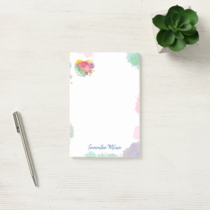 Post-it® Aquarelle rose Pastel Floral Love Heart