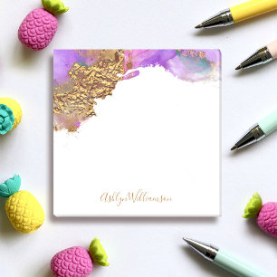 Post-it® Aquarelle rose rose or moderne éclat chic