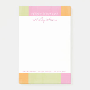 Post-it® Aquarelle Rose Vert Orange Féminin École Bureau