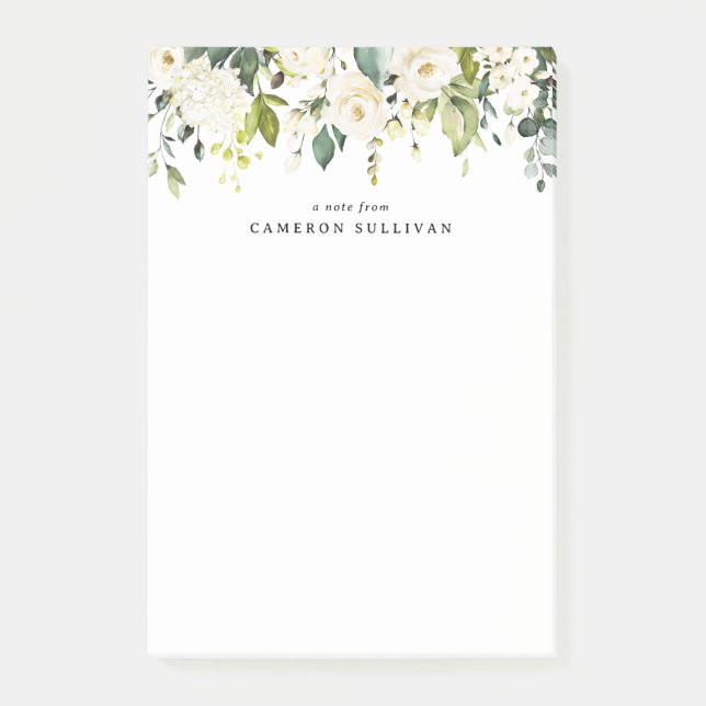 Post-it® Aquarelle Roses blanches et Hydrangeas Garland (Devant)