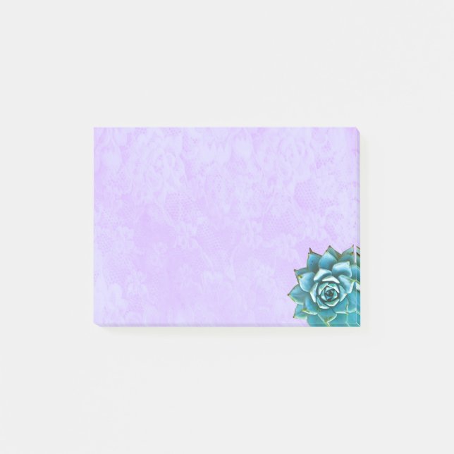 Post-it® Aquarelle succulente sur dentelle lavande (Devant)