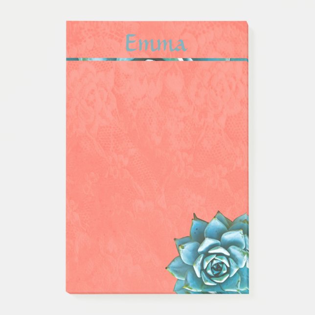 Post-it® Aquarelle succulente sur dentelle orange (Devant)