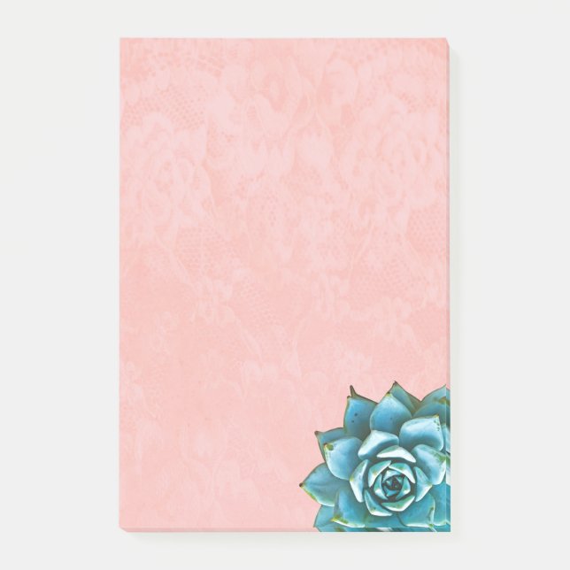 Post-it® Aquarelle Succulente sur dentelle rose pâle (Devant)