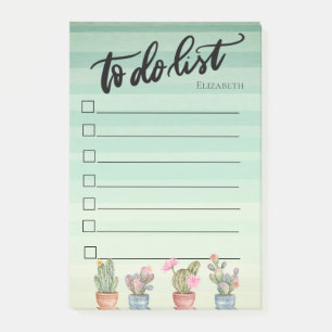 Post-it® Aquarelle Succulentes Vertes Liste de Choses à Fai