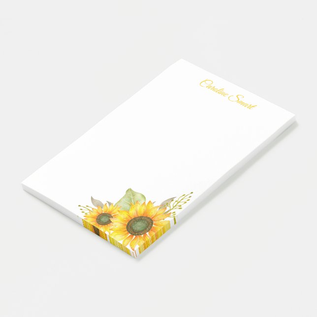 Post-it® Aquarelle Tournesols Papier personnalisé (Incliné)