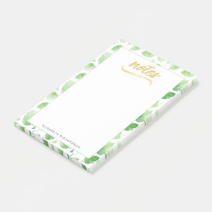 Post-it® Aquarelle Tropical Feuille Vert Or Faux Foil