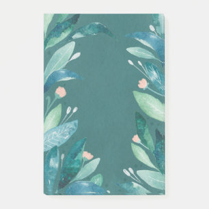 Post-it® Aquarelle turquoise fleurie feuille jardin botaniq