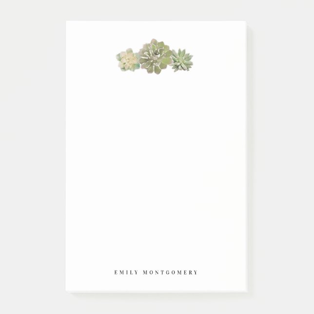 Post-it® Aquarelle Vert Succulent Monogramme personnel (Devant)