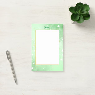 Post-it® Aquarelle verte aux étoiles dorées