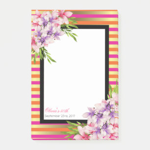 Post-it® Aquarelle violette et rose Magnolia Anniversaire