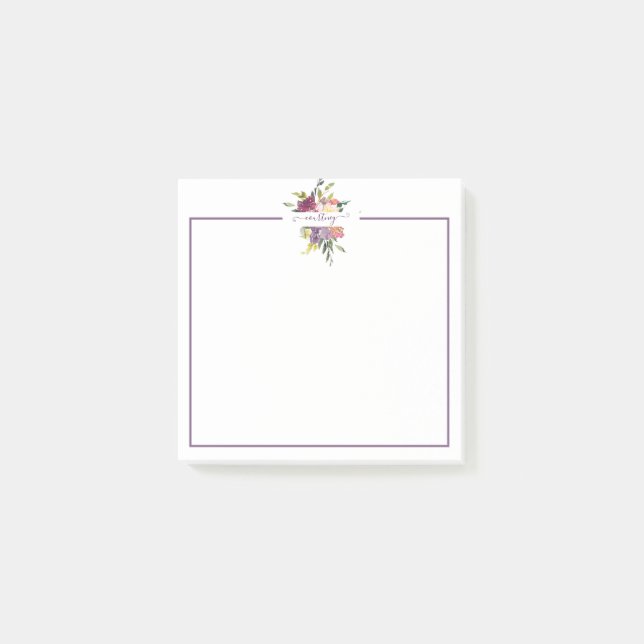 Post-it® Aquarelle violette et rouge florale personnalisée (Devant)