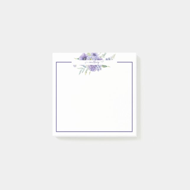 Post-it® Aquarelle violette florale personnalisée (Devant)