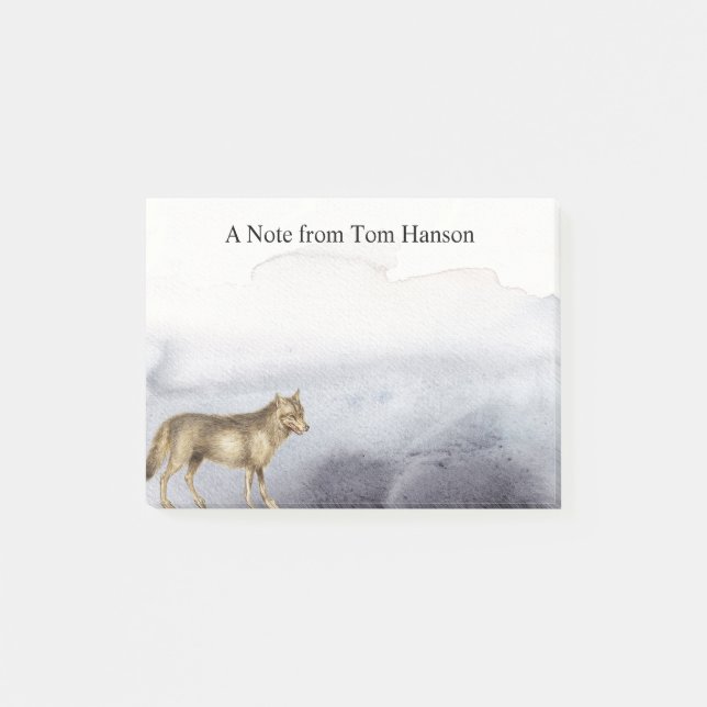 Post-it® Aquarelle Wolf Blue Nuages Personnalisés (Devant)