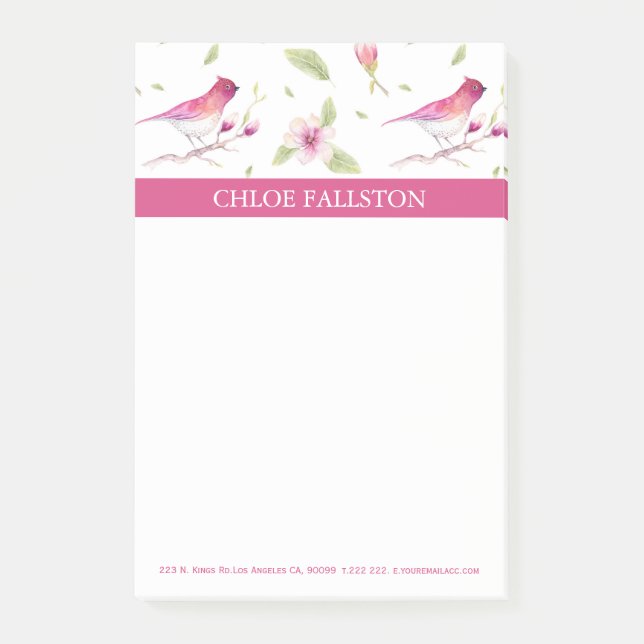 Post-it® Aquarelles Oiseaux Et Fleurs (Devant)