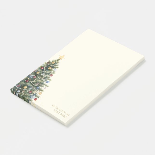 Post-it® Arbre de Noël aquarelle rustique Noël Fêtes de fin (Incliné)