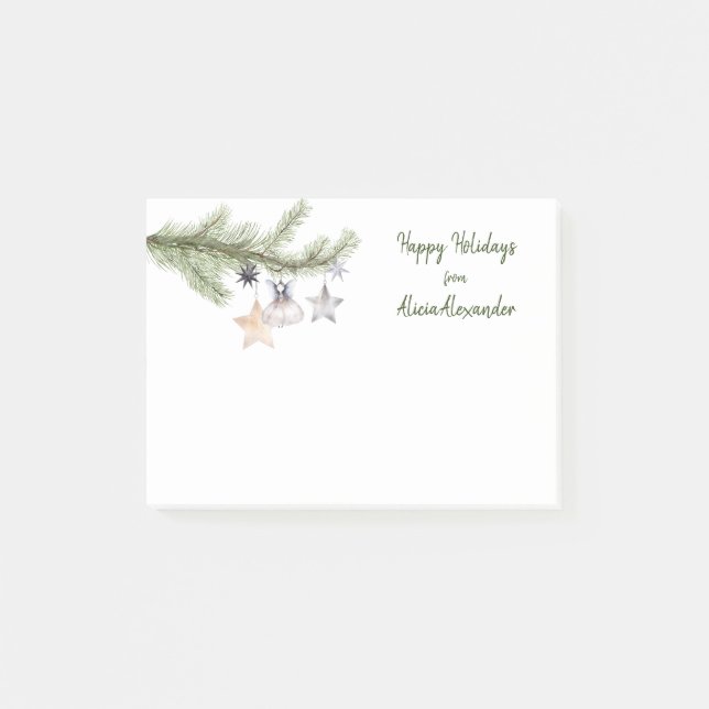 Post-it® Arbre de Noël Joyeuses vacances Aquarelle Sticky (Devant)