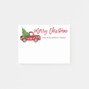 Post-it® Arbre de Noël vintage de camion de manuscrit roug