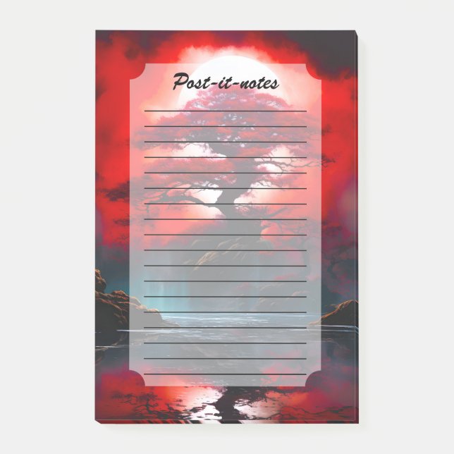 Post-it® Arbre rouge mystique sous la pleine lune (Devant)