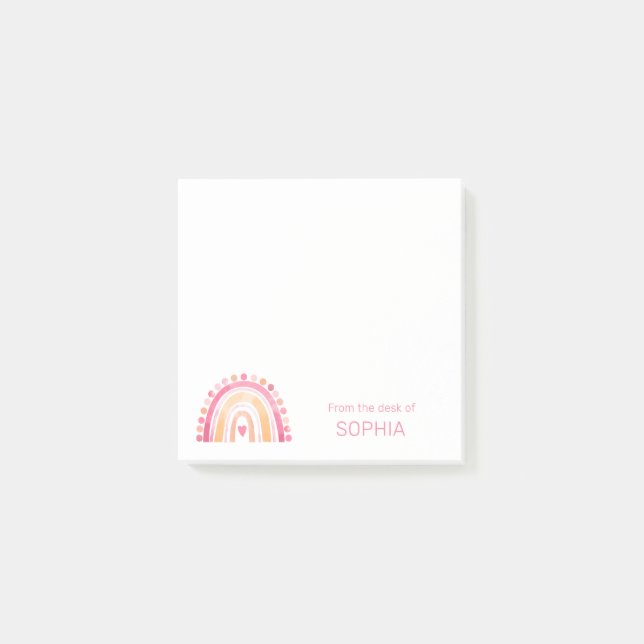 Post-it® Arc-en-ciel aquarelle boho mignon en rose personna (Devant)